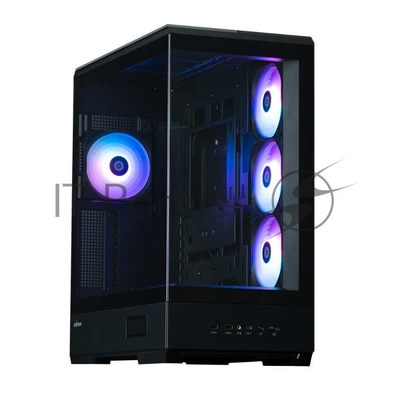 Корпус ZALMAN P50 DS, ATX, BLACK, WINDOW, 2x3.5, 3x2.5, 1xUSB TYPE-C, 2xUSB3.0, SIDE 3x120mm ARGB, REAR 1x120mm ARGB