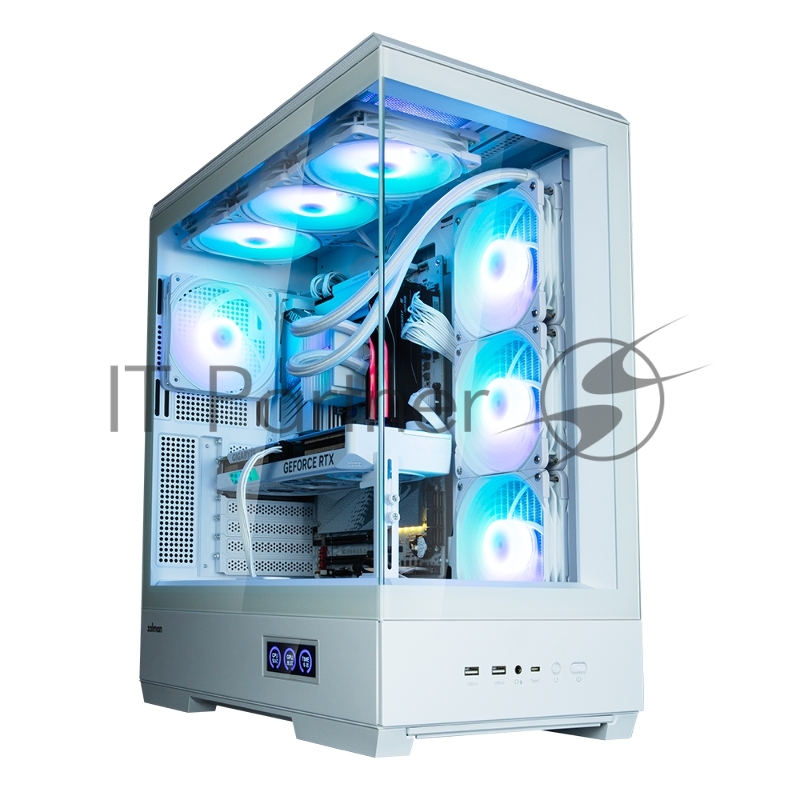 Корпус ZALMAN P50 DS, ATX, WHITE, WINDOW, 2x3.5, 3x2.5, 1xUSB TYPE-C, 2xUSB3.0, SIDE 3x120mm ARGB, REAR 1x120mm ARGB