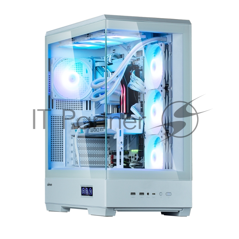 Корпус ZALMAN P50 DS, ATX, WHITE, WINDOW, 2x3.5, 3x2.5, 1xUSB TYPE-C, 2xUSB3.0, SIDE 3x120mm ARGB, REAR 1x120mm ARGB