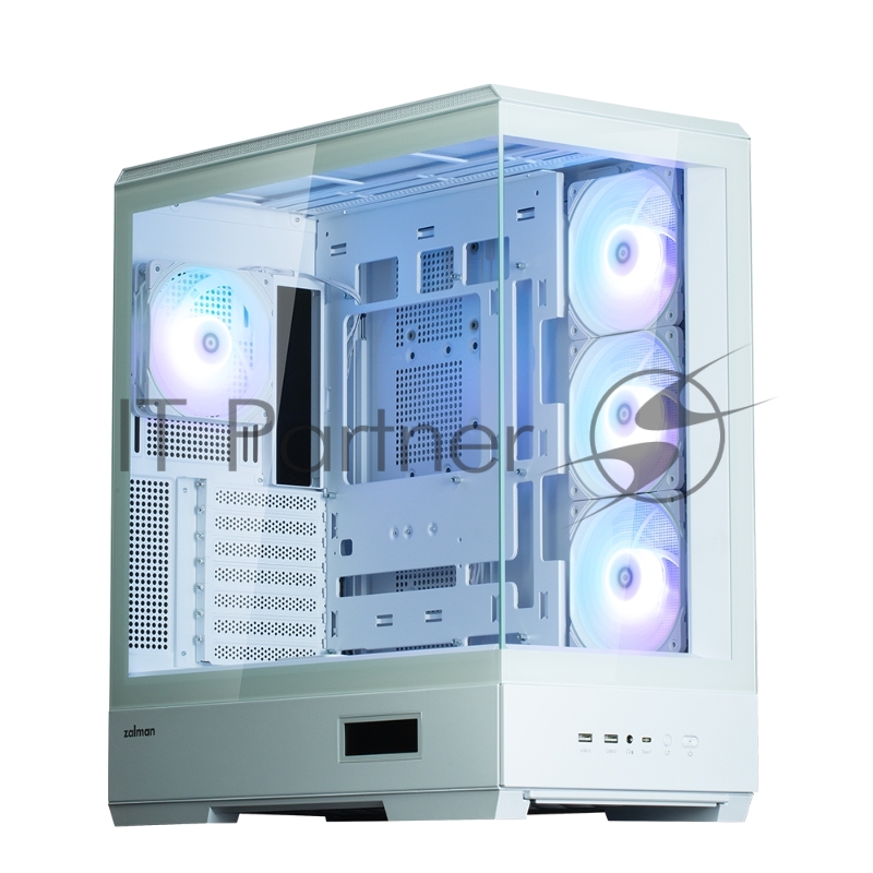 Корпус ZALMAN P50 DS, ATX, WHITE, WINDOW, 2x3.5, 3x2.5, 1xUSB TYPE-C, 2xUSB3.0, SIDE 3x120mm ARGB, REAR 1x120mm ARGB