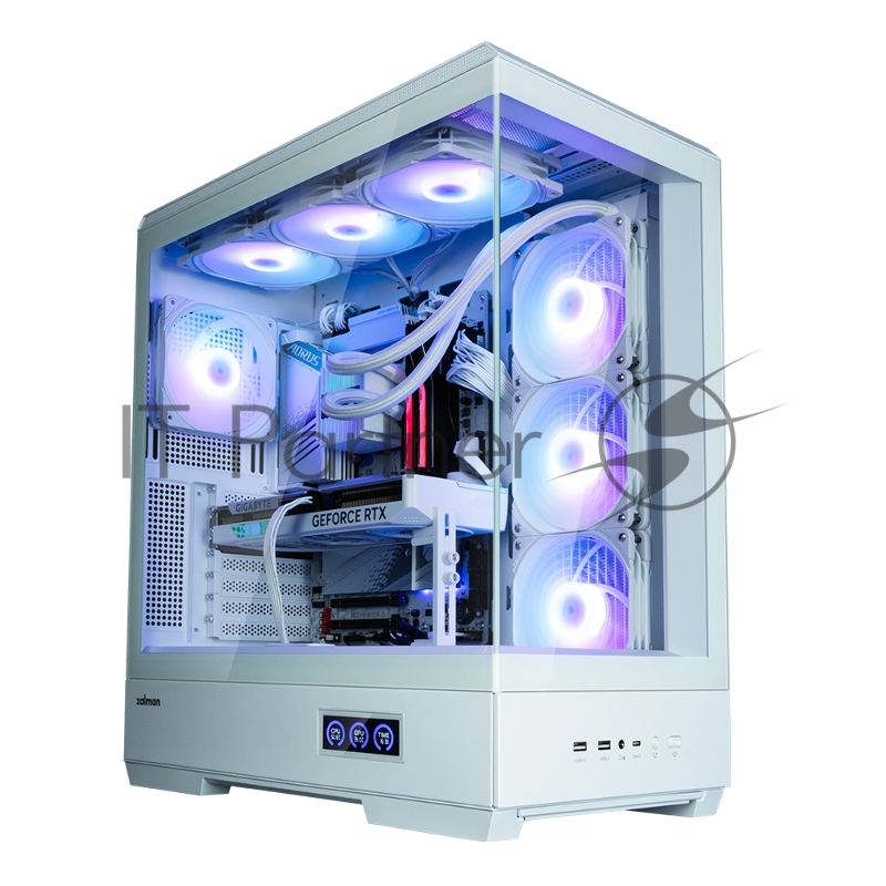 Корпус ZALMAN P50 DS, ATX, WHITE, WINDOW, 2x3.5, 3x2.5, 1xUSB TYPE-C, 2xUSB3.0, SIDE 3x120mm ARGB, REAR 1x120mm ARGB