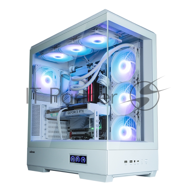 Корпус ZALMAN P50 DS, ATX, WHITE, WINDOW, 2x3.5, 3x2.5, 1xUSB TYPE-C, 2xUSB3.0, SIDE 3x120mm ARGB, REAR 1x120mm ARGB