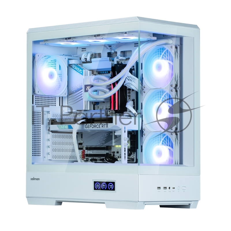 Корпус ZALMAN P50 DS, ATX, WHITE, WINDOW, 2x3.5, 3x2.5, 1xUSB TYPE-C, 2xUSB3.0, SIDE 3x120mm ARGB, REAR 1x120mm ARGB