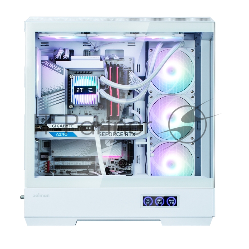 Корпус ZALMAN P50 DS, ATX, WHITE, WINDOW, 2x3.5, 3x2.5, 1xUSB TYPE-C, 2xUSB3.0, SIDE 3x120mm ARGB, REAR 1x120mm ARGB
