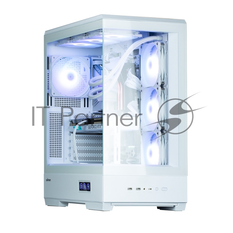 Корпус ZALMAN P50 DS, ATX, WHITE, WINDOW, 2x3.5, 3x2.5, 1xUSB TYPE-C, 2xUSB3.0, SIDE 3x120mm ARGB, REAR 1x120mm ARGB