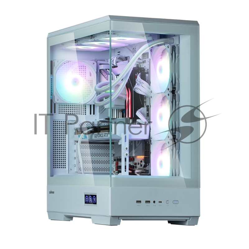Корпус ZALMAN P50 DS, ATX, WHITE, WINDOW, 2x3.5, 3x2.5, 1xUSB TYPE-C, 2xUSB3.0, SIDE 3x120mm ARGB, REAR 1x120mm ARGB