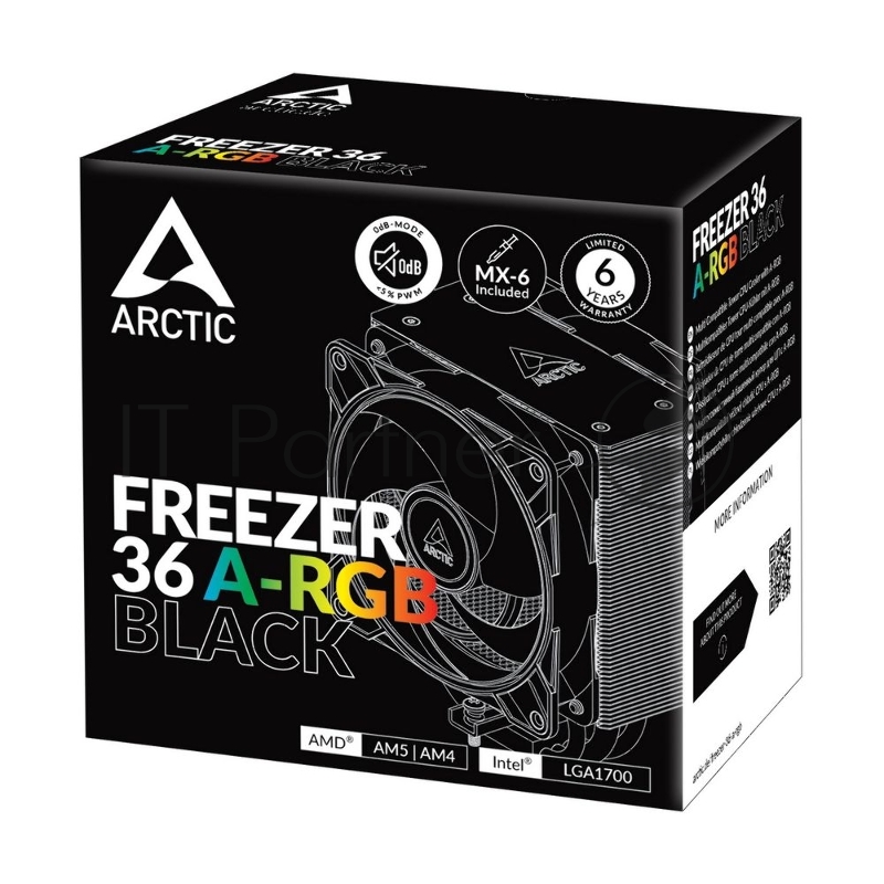 Вентилятор для процессора Arctic Cooling Freezer 36 A-RGB (Black) - Retail (Intel: LGA 1851, LGA 1700 AMD: AM5, AM4) (ACFRE00124A)