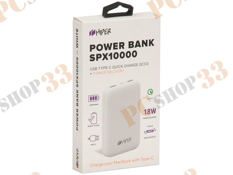 Внешний аккумулятор HIPER SPX10000 10000мАч, USB, черный