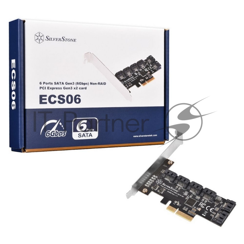 Контроллер Silverstone G46ECS060000010 6 Ports SATA Gen3 (6Gbps) Non-RAID PCI Express Gen3 x2 card