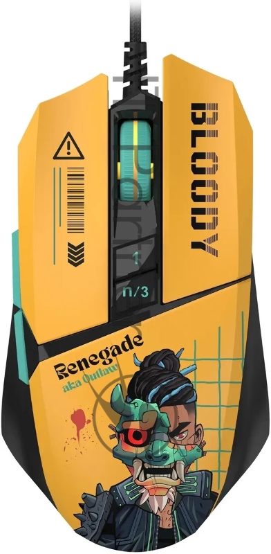 Мышь A4Tech Bloody W63 Max Renegade желтый/рисунок оптическая (120000dpi) USB
