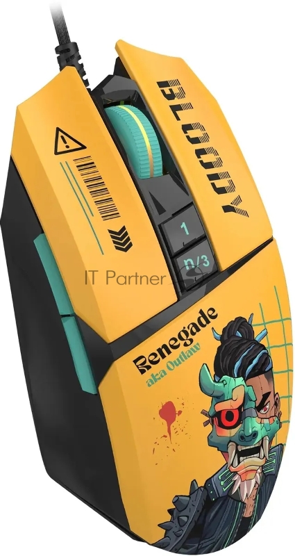 Мышь A4Tech Bloody W63 Max Renegade желтый/рисунок оптическая (120000dpi) USB