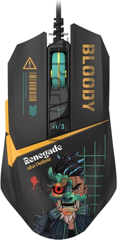 Мышь A4Tech Bloody W63 Max Renegade черный/рисунок оптическая (120000dpi) USB