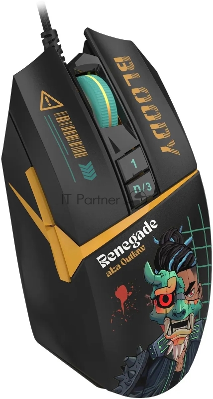 Мышь A4Tech Bloody W63 Max Renegade черный/рисунок оптическая (120000dpi) USB
