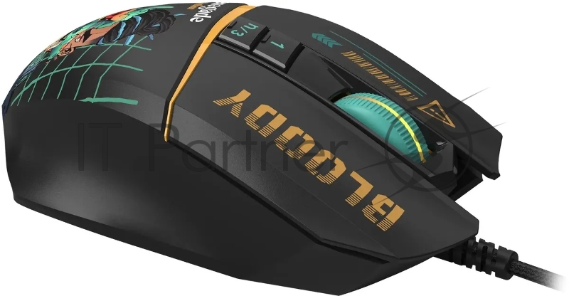 Мышь A4Tech Bloody W63 Max Renegade черный/рисунок оптическая (120000dpi) USB