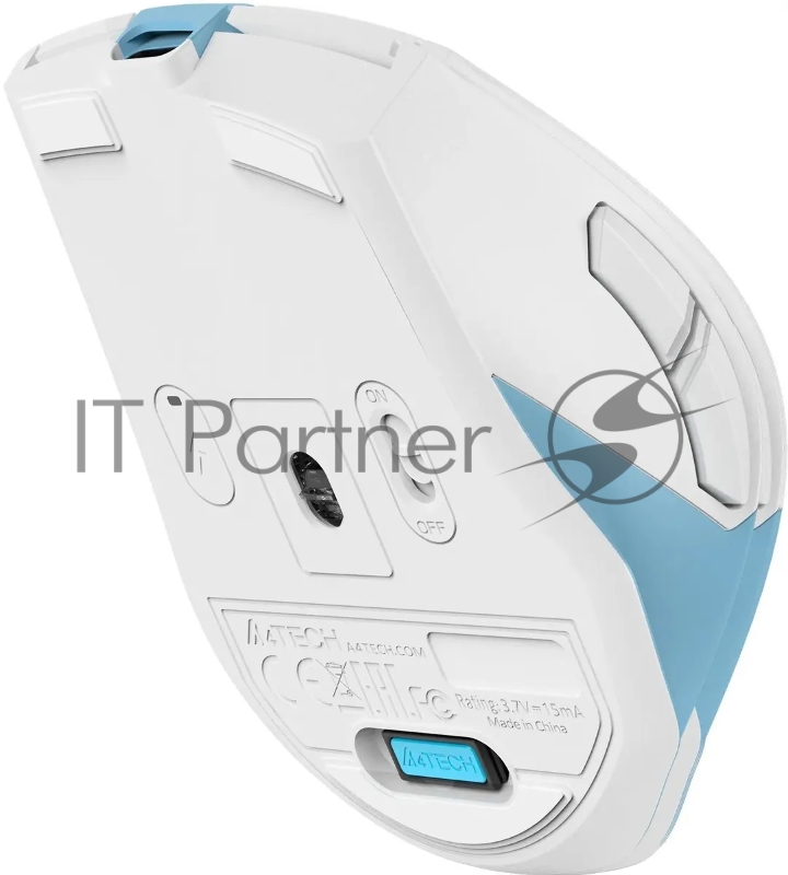 Мышь A4Tech Fstyler FG45CS Air2 голубой/белый оптическая (2000dpi) silent беспроводная USB для ноутбука (7but)