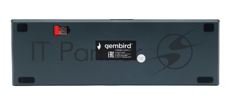 Беспроводная механическая клавиатура Gembird KBW-7, 68кл, Rainbow, синие свитчи, BT 5.0/радио/USB, серая