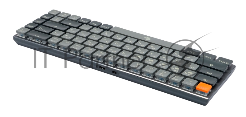 Беспроводная механическая клавиатура Gembird KBW-7, 68кл, Rainbow, синие свитчи, BT 5.0/радио/USB, серая