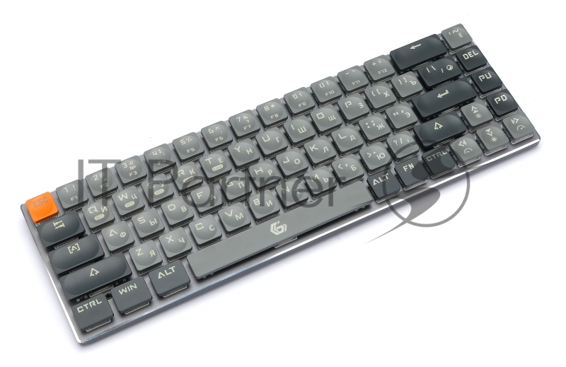 Беспроводная механическая клавиатура Gembird KBW-7, 68кл, Rainbow, синие свитчи, BT 5.0/радио/USB, серая