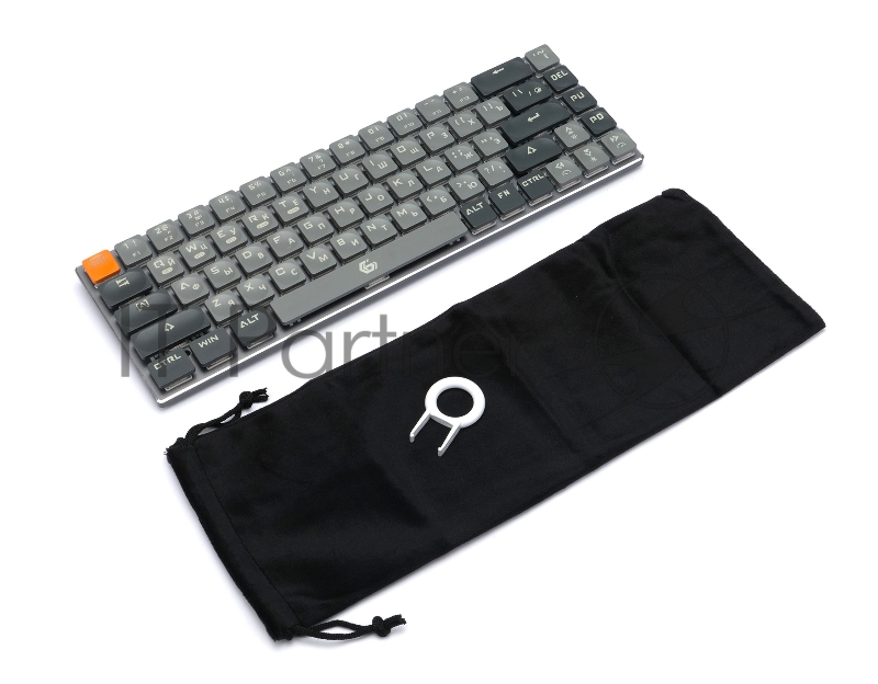 Беспроводная механическая клавиатура Gembird KBW-7, 68кл, Rainbow, синие свитчи, BT 5.0/радио/USB, серая