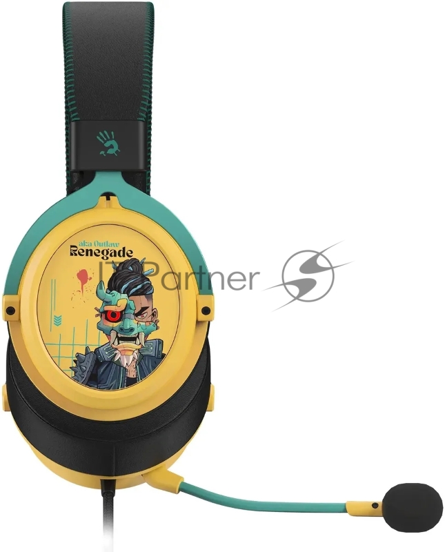 Наушники с микрофоном A4Tech Bloody M595 Renegade желтый/рисунок 2.3м мониторные USB оголовье (M595)