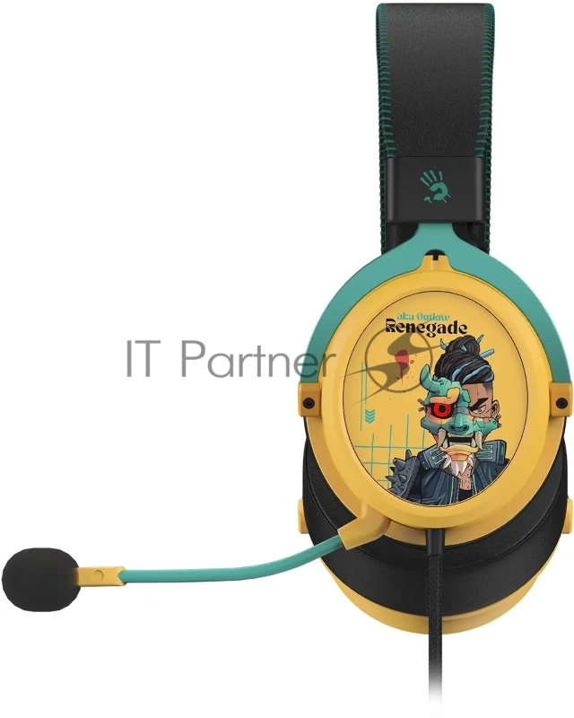 Наушники с микрофоном A4Tech Bloody M595 Renegade желтый/рисунок 2.3м мониторные USB оголовье (M595)