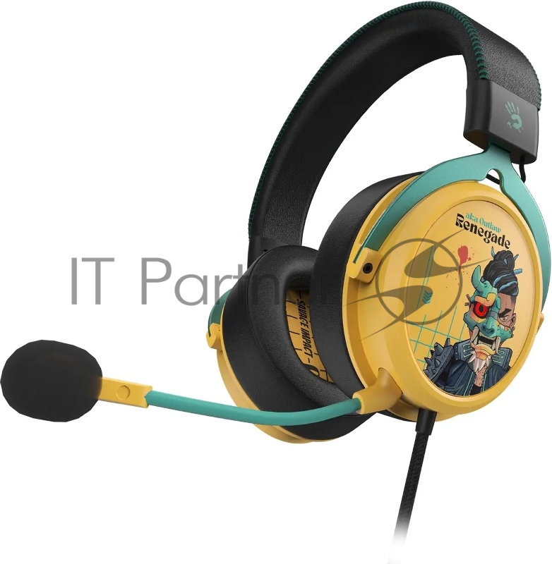 Наушники с микрофоном A4Tech Bloody M595 Renegade желтый/рисунок 2.3м мониторные USB оголовье (M595)