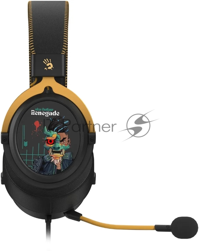 Наушники с микрофоном A4Tech Bloody M595 Renegade черный/рисунок 2.3м мониторные USB оголовье (M595)