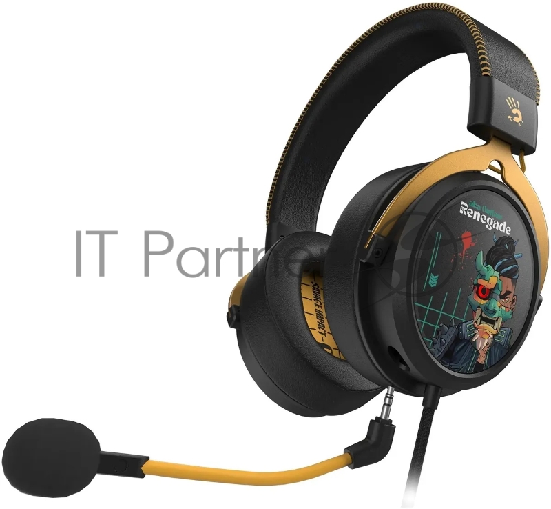 Наушники с микрофоном A4Tech Bloody M595 Renegade черный/рисунок 2.3м мониторные USB оголовье (M595)