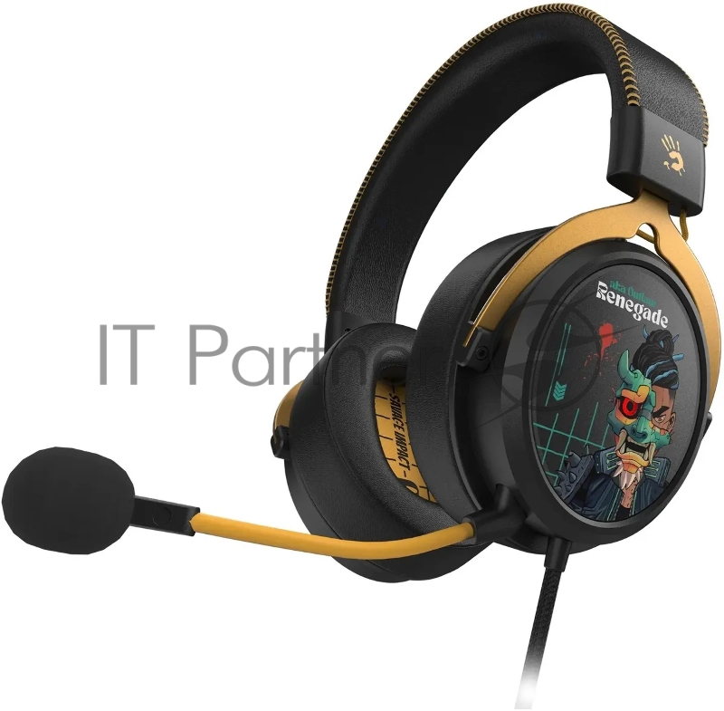 Наушники с микрофоном A4Tech Bloody M595 Renegade черный/рисунок 2.3м мониторные USB оголовье (M595)