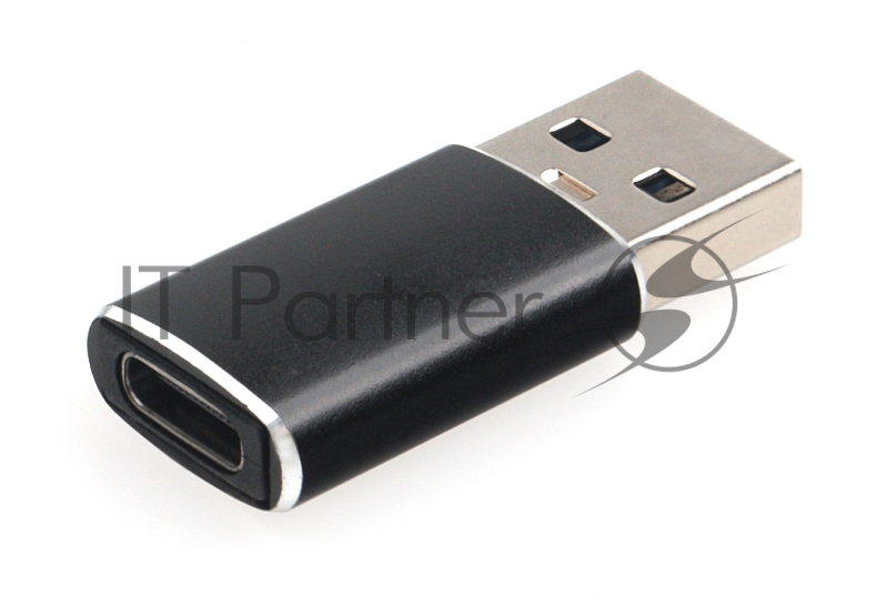 Переходник USB3.1 Cablexpert A-USB3.1-AMCF, AM/Type-C(F), 5Гбит/с, QC3.0, метал.корпус, Pro, черный, пакет