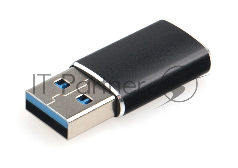 Переходник USB3.1 Cablexpert A-USB3.1-AMCF, AM/Type-C(F), 5Гбит/с, QC3.0, метал.корпус, Pro, черный, пакет