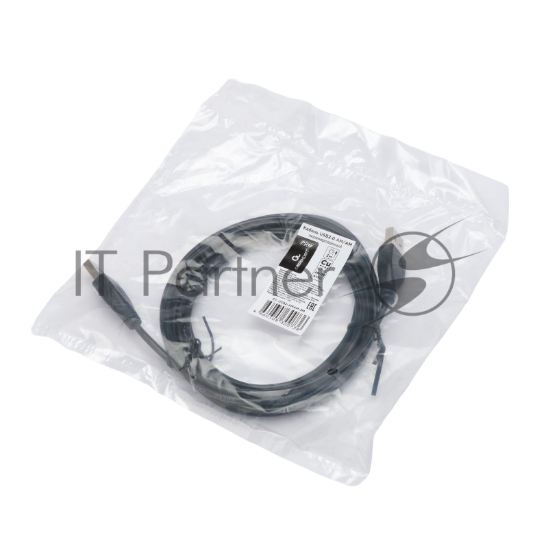 Кабель USB2.0 Cablexpert CC-USB2-AMAM-3M, AM/AM, экран, 28/26AWG, медь, Pro, 3м, черный, пакет