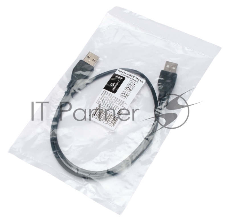 Кабель USB2.0 Cablexpert CC-USB2-AMAM-0.6M, AM/AM, экран, 28/26AWG, медь, Pro, 0.6м, черный, пакет