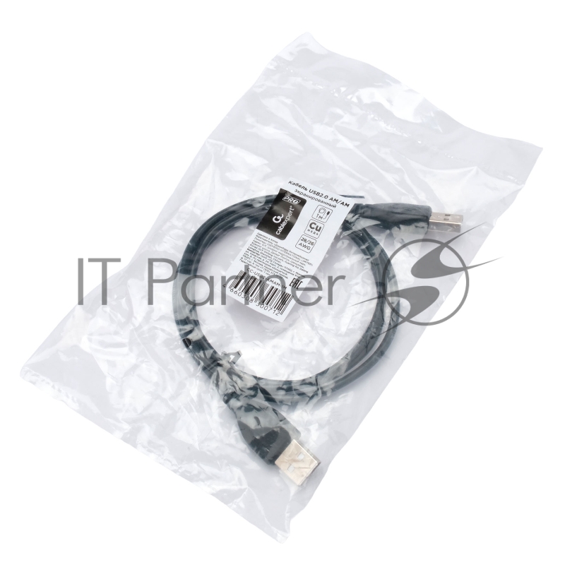 Кабель USB2.0 Cablexpert CC-USB2-AMAM-1M, AM/AM, экран, 28/26AWG, медь, Pro, 1м, черный, пакет