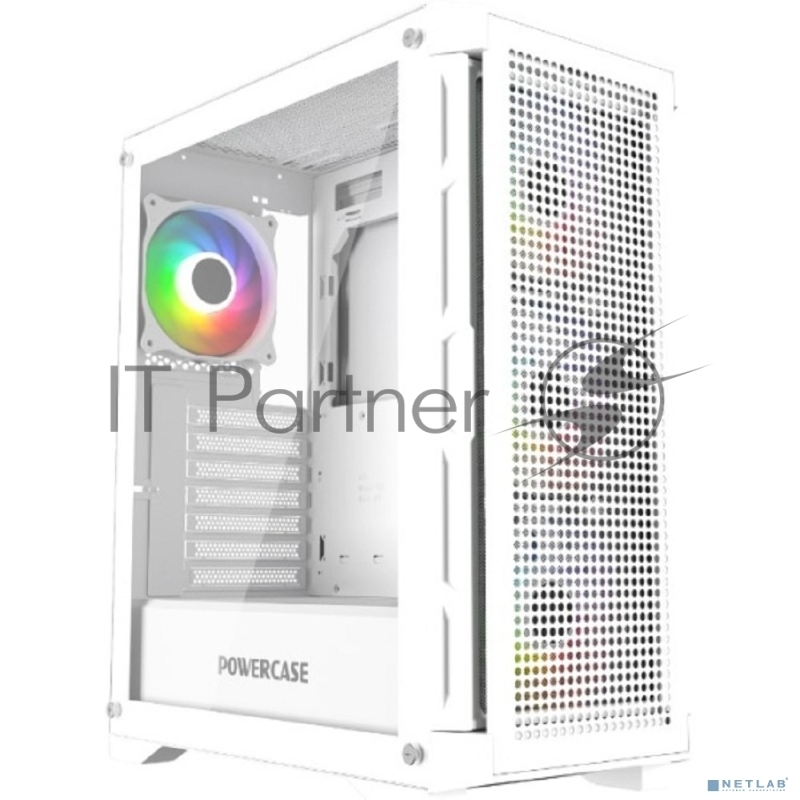 Корпус Powercase Ultimate White, Tempered Glass, 4x 120mm ARGB fans, ARGB HUB, белый, ATX (CUW-A4)
