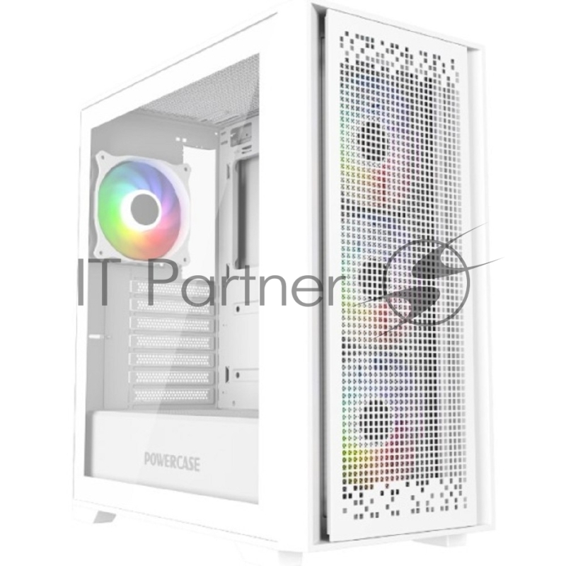 Корпус Powercase ByteFlow White, Tempered Glass, 4x 120mm ARGB fans, ARGB HUB, белый, ATX (CBFW-A4)