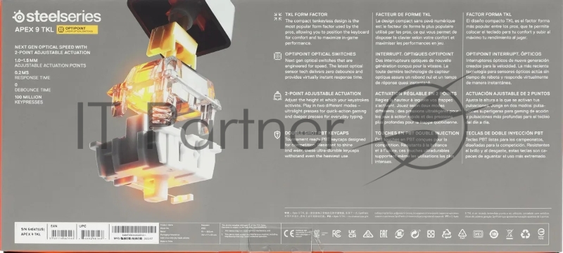 Клавиатура Steelseries Apex 9 TKL механическая черный USB Multimedia for gamer LED (подставка для запястий) (64847)