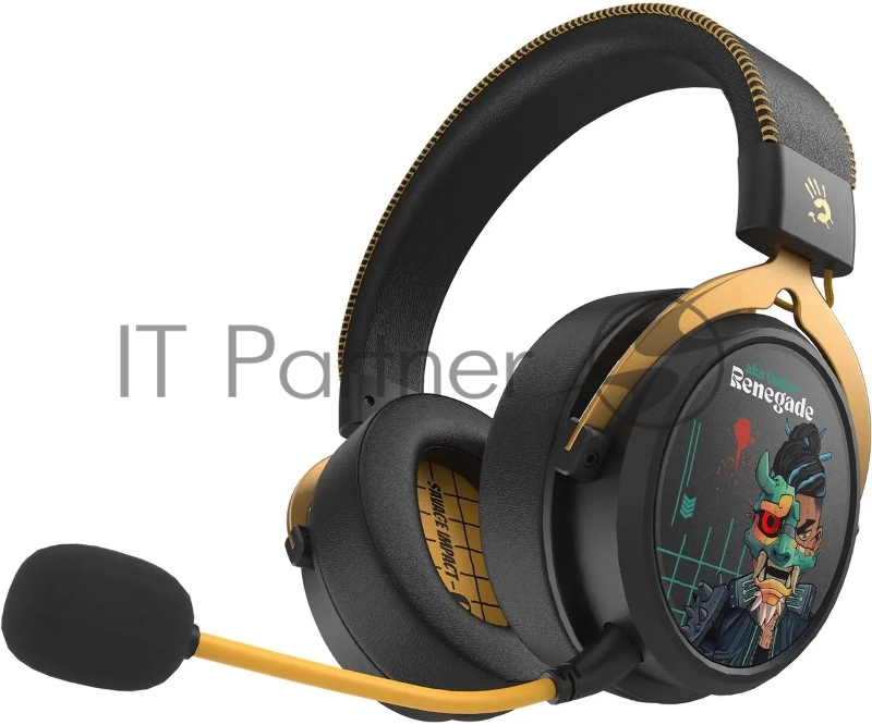 Наушники с микрофоном A4Tech Bloody MR595 Renegade черный/рисунок мониторные BT/Radio оголовье (MR595)