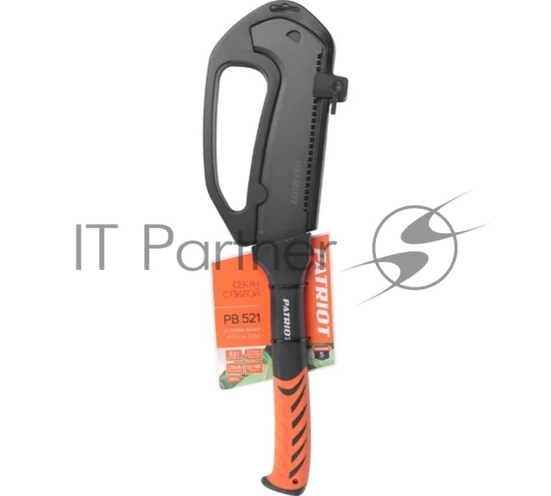 Секач Patriot PB-521. 521 мм, ПТФЭ (Teflon) покрытие, 52 HRC, пила, PP+TPR рукоять, ножны