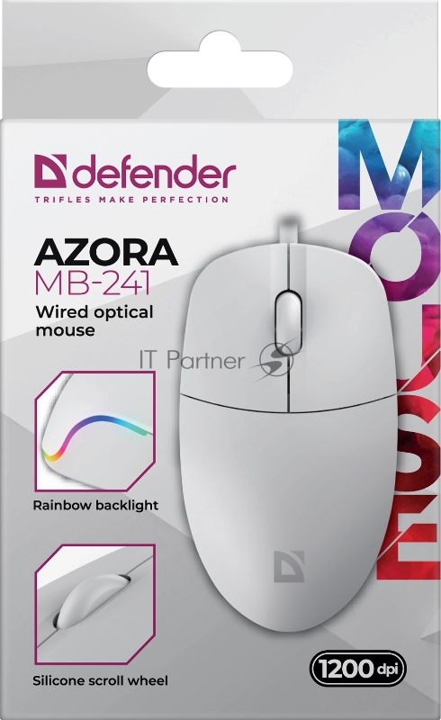 Мышка DEFENDER OPTICAL AZORA MB-241 WHITE 52242 USB