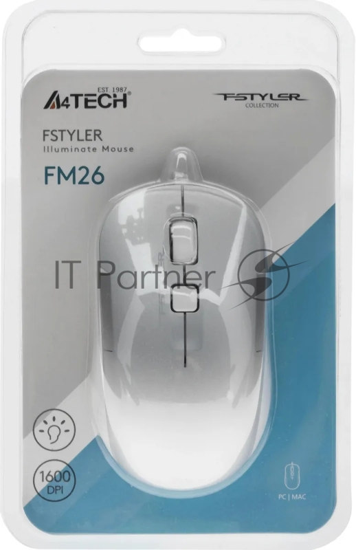 Мышь A4Tech Fstyler FM26 серебристый оптическая (1600dpi) USB (4but)