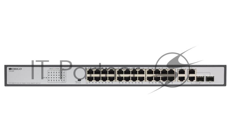 Неуправляемый PoE-коммутатор ORIGO Unmanaged Switch 26x1000Base-T (24x1000Base-T PoE), 2xCombo 1000Base-T/SFP, PoE Budget 370W, Long-range PoE up to 250m, 19 w/brackets