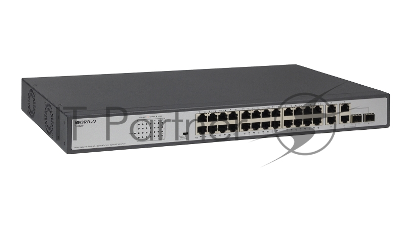 Неуправляемый PoE-коммутатор ORIGO Unmanaged Switch 26x1000Base-T (24x1000Base-T PoE), 2xCombo 1000Base-T/SFP, PoE Budget 370W, Long-range PoE up to 250m, 19 w/brackets