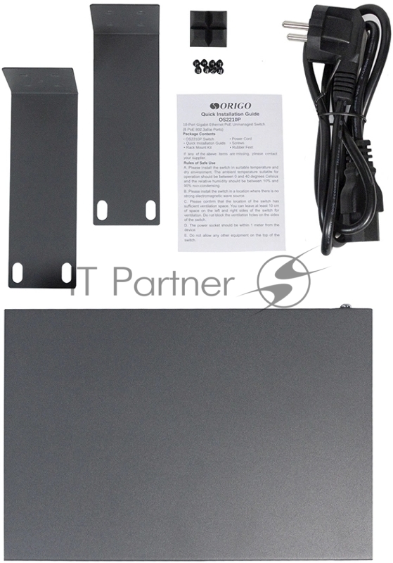 Неуправляемый PoE-коммутатор ORIGO Unmanaged Switch 8x1000Base-T PoE, 2x1000Base-T, PoE Budget 120W, Long-range PoE up to 250m, 19 w/brackets