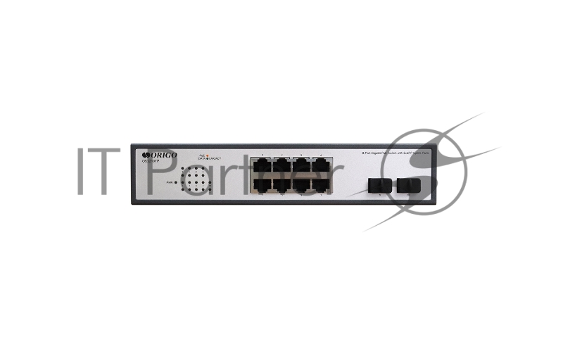Неуправляемый PoE-коммутатор ORIGO Unmanaged Switch 8x1000Base-T PoE, 2x1000Base-X SFP, PoE Budget 120W, 19 w/brackets