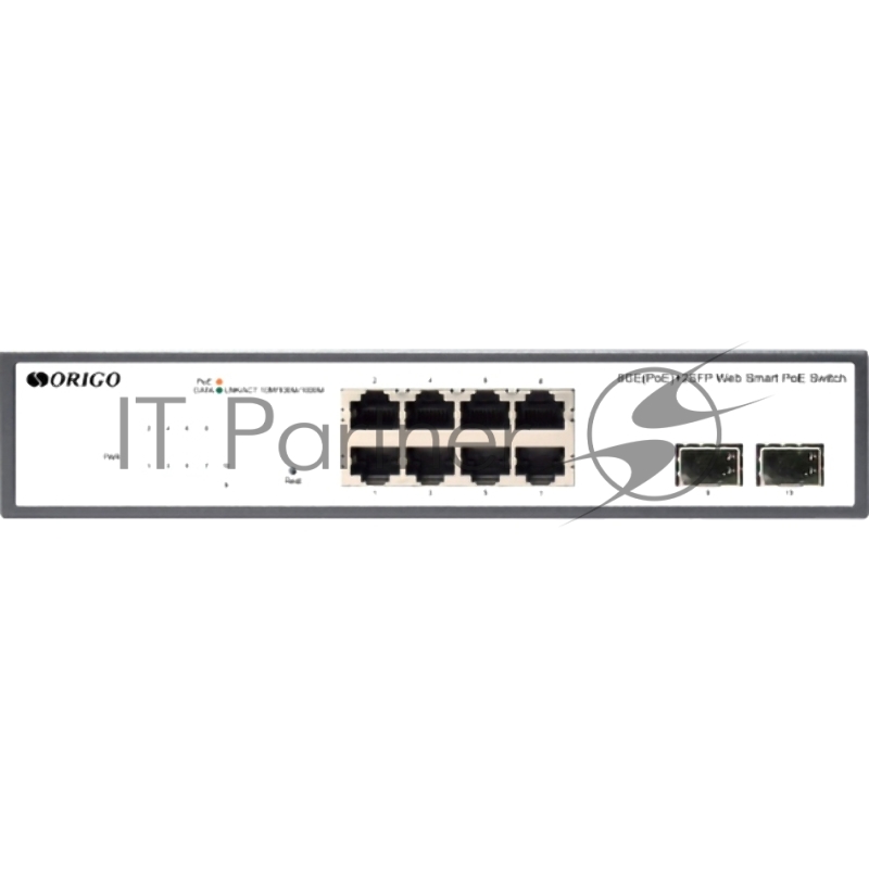 Неуправляемый PoE-коммутатор ORIGO Unmanaged Switch 8x1000Base-T PoE, 2x1000Base-X SFP, PoE Budget 120W, 19 w/brackets