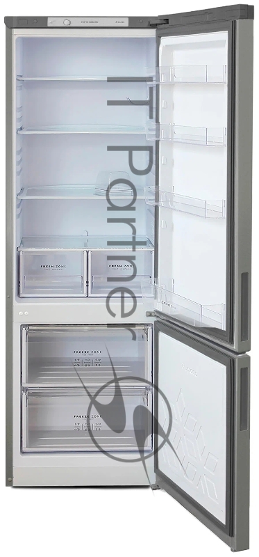 Холодильник Бирюса Б-M6032 металлик двухкамерный 245/85л морозилка снизу