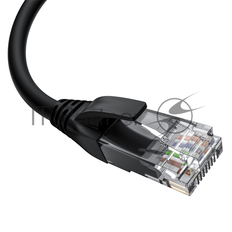 Патч-корд GCR прямой 3.0m UTP кат.5e, черный, нижний угол, литой, ethernet high speed, RJ45, T568B, GCR-53197