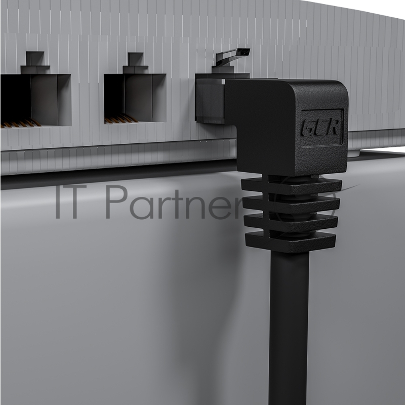 Патч-корд GCR прямой 3.0m UTP кат.5e, черный, нижний угол, литой, ethernet high speed, RJ45, T568B, GCR-53197