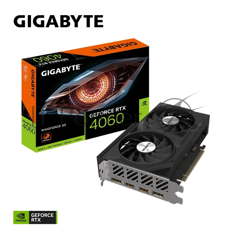 Видеокарта GIGABYTE RTX4060 WINDFORCE 8GB //RTX4060, HDMI*2, DP*2, 8G,D6